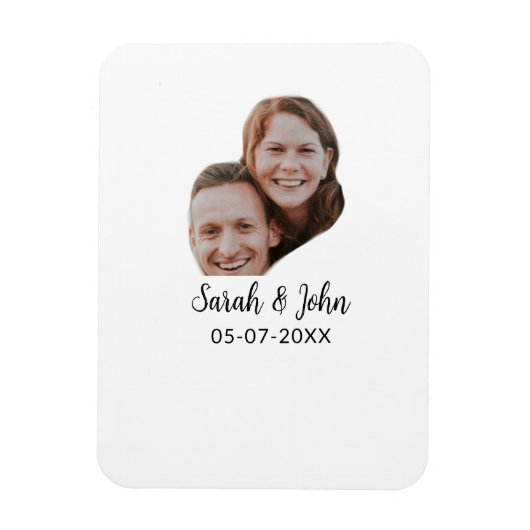 Couple face photo add name date simple wedding magnet (Vertikal)