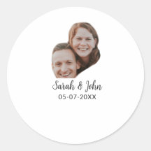 Couple face photo add name date simple wedding