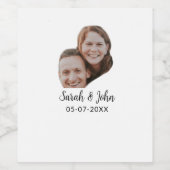 Couple face photo add name date simple wedding  weinetikett (Einzelnes Label)