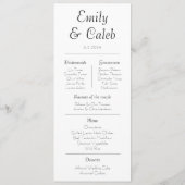 Couple Facts Minimalistisch Wedding Program & Menu Programm (Rückseite)