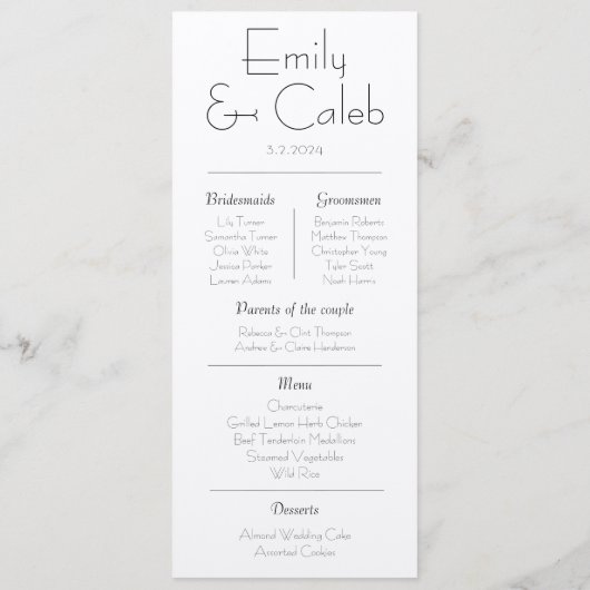 Couple Facts Rustic Simple Wedding Program & Menu Programm (Rückseite)