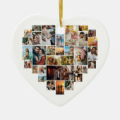 Couple Family Heart Shaped Photo Collage  Keramik Ornament (Vorne)