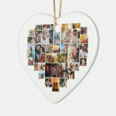 Couple Family Heart Shaped Photo Collage Keramik Ornament (Links)