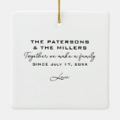 Couple Family Heart Shaped Photo Collage Keramikornament (Rückseite)