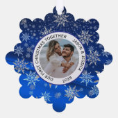 Couple First Christmas Icy Blue Snowflakes Ornament Karte (Rückseite)