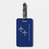 Couple Flying Together Blue Travel Gepäckmarke Gepäckanhänger (Rückseite vertikal)
