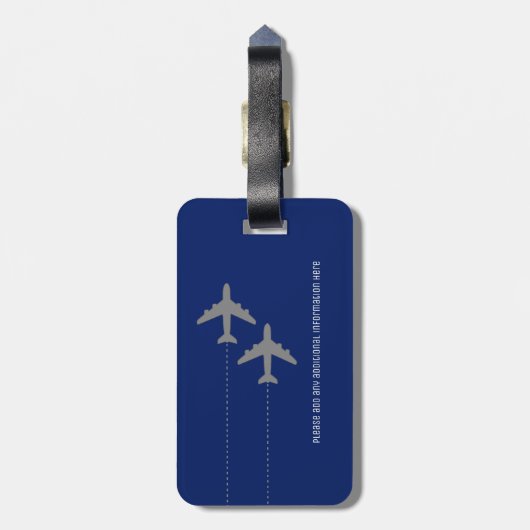 Couple Flying Together Blue Travel Gepäckmarke Gepäckanhänger (Rückseite vertikal)