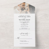 Couple Foto Bohemisch Minimalistische Hochzeit All In One Einladung (Innen Boden)