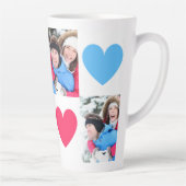 Couple Foto Collage 2 Fotos Pink & Blue Hearts Milchtasse (Rechts)