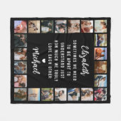 Couple Foto Collage Black Fleecedecke (Vorderseite (Horizontal))