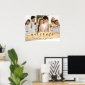 Couple Foto Collage Gold Theme Wedding Signage Poster (Heimbüro)