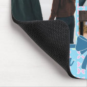 Couple Foto Collage Liebe Blaues Muster Mousepad (Ecke)