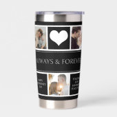 Couple Foto Collage Valentine Black Water Flasche Thermobecher (Links)