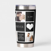 Couple Foto Collage Valentine Black Water Flasche Thermobecher (Rückseite)