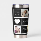 Couple Foto Collage Valentine Black Water Flasche Thermobecher (Vorderseite)