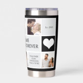 Couple Foto Collage Valentine Black Water Flasche Thermobecher (Rückseite)