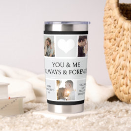 Couple Foto Collage Valentine Black Water Flasche Thermobecher