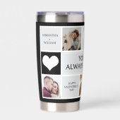 Couple Foto Collage Valentine Black Water Flasche Thermobecher (Vorderseite)
