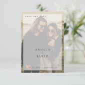 Couple Foto Cream Wedding Rettete unser Datum Save The Date (Stehend Vorderseite)