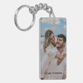 Couple Foto Glitzer Silver Heart Navy Blue Names Schlüsselanhänger (Vorderseite links)