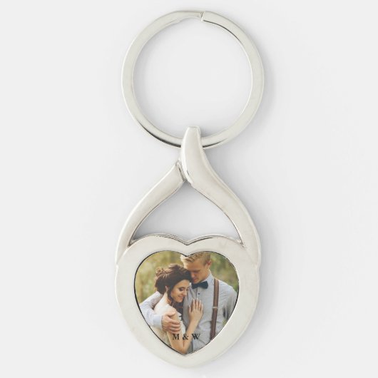 Couple Foto Heart Keychain Schlüsselanhänger (Vorderseite)