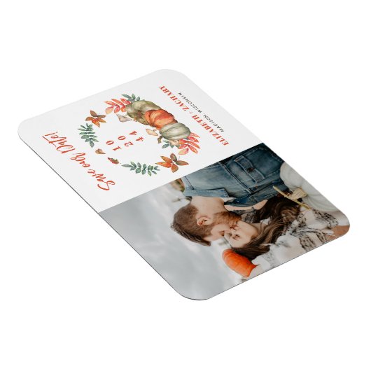 Couple Foto Herbst Hochzeit im Herbst Save the Dat Magnet (Rechte Seite)