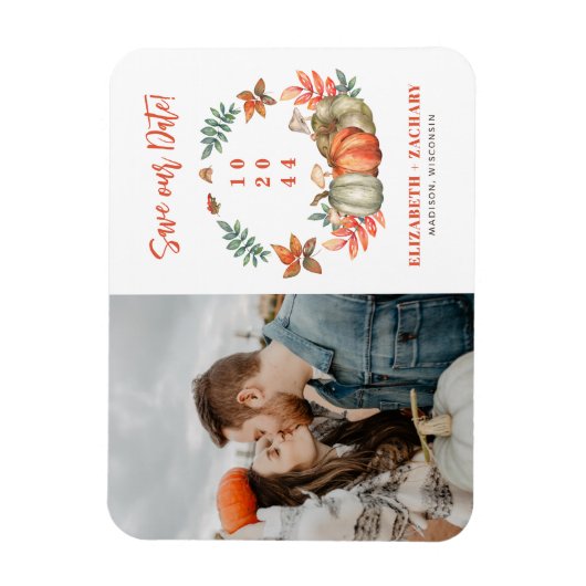 Couple Foto Herbst Hochzeit im Herbst Save the Dat Magnet (Vertikal)