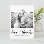 Couple Foto Hochzeit Liebe und Dankeschön Script Dankeskarte (Stehend Vorderseite)