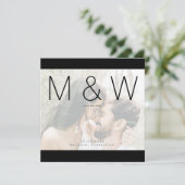 Couple Foto Monogram Modern Square Save the Date (Stehend Vorderseite)