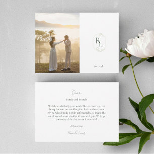 Couple Foto Monogram Wedding Flat Dankeschön Card Dankeskarte