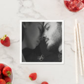 Couple Foto & Monogram Wedkin Napkin Serviette (Beispiel)