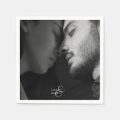 Couple Foto & Monogram Wedkin Napkin Serviette (Vorderseite)