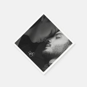 Couple Foto & Monogram Wedkin Napkin Serviette