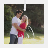 Couple Foto Ornament Aus Glas (Rückseite)