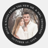 Couple Foto personalisierbare Hochzeit danke Ihnen Runder Aufkleber (Vorderseite)