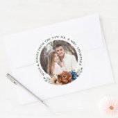 Couple Foto personalisierbare Hochzeit danke Ihnen Runder Aufkleber (Umschlag)