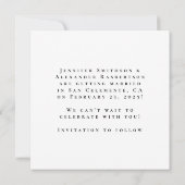 Couple Foto Save the Date Card (Rückseite)