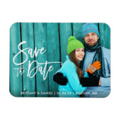 Couple Foto Save the Date Modern Brush Script W Magnet (Horizontal)
