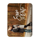 Couple Foto Save the Date Modernes Pinselskript Magnet (Vertikal)