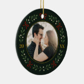 Couple Foto Wreath Keramik Ornament (Rechts)