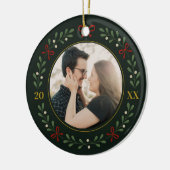 Couple Foto Wreath Keramik Ornament (Links)