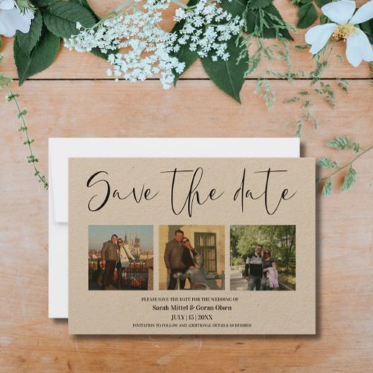 Couple Fotos Wedding Kraft Save the Date