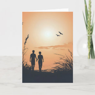 Couple Friends Sunset Feiertagskarte