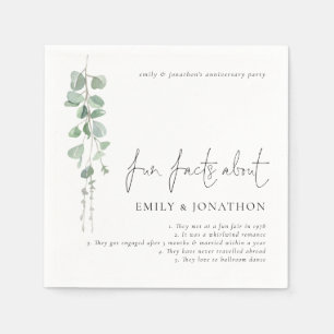 Couple Fun Facts Eukalyptus Anniversary Party Serviette