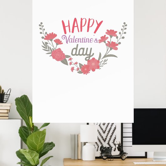 Couple Geschenk Happy Valentine's Day Poster (Heimbüro)