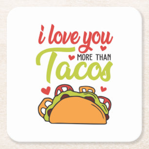 Couple Geschenk I Liebe Sie mehr als Tacos Rechteckiger Pappuntersetzer