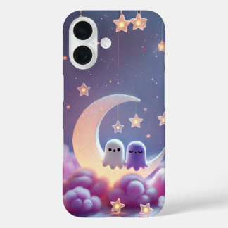 Couple Ghost on Moon Design iPhone 16 Hülle