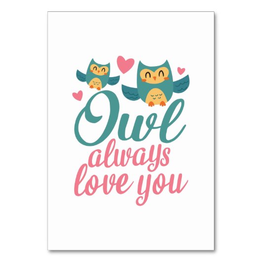 Couple Gift Owl Always Love You Tischnummer (Vorderseite)