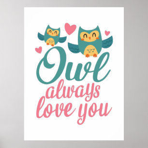 Couple Gift Owl Immer Liebe You Poster