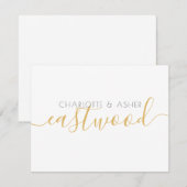 Couple Gold Script Monogram Flat Note Card Mitteilungskarte (Vorne/Hinten)